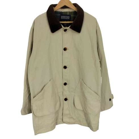 ランズエンド LANDS END 90S 裏地 チェック 襟 コーデュロイ ハンティング カバーオール ジャケット メンズ import:L